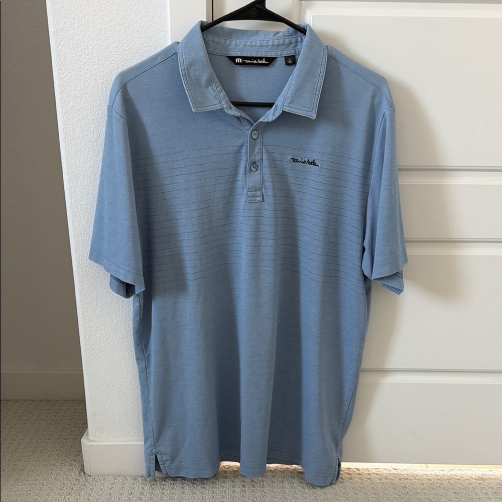 Travis Mathew Men's Pale Blue Striped Polo